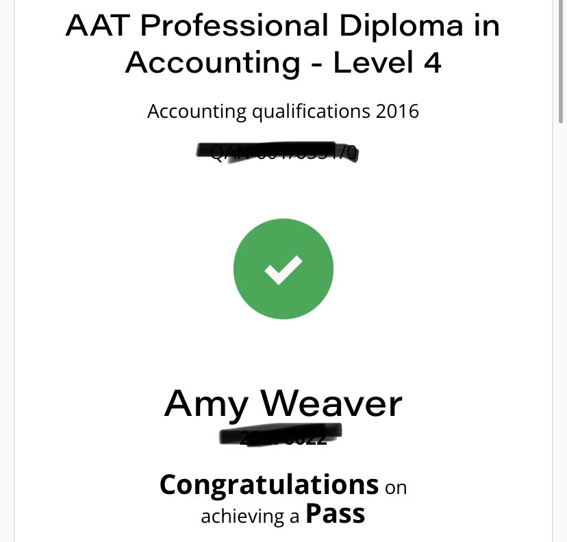 4 years after starting my @YourAAT journey finally passed my AAT Professional Diploma in Accounting level 4 qualification 🎉🎉🎉🎉