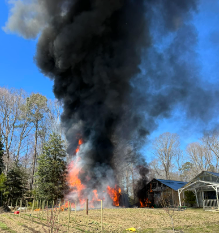 caleb_soptelean's tweet image. Leonardtown Volunteer Fire Dept. personnel responded to a multiple shed fire today at 1:20 p.m. in the 40700 block of Parsons Mill Road near Loveville. Other area fire departments assisted. (LVFD photo)