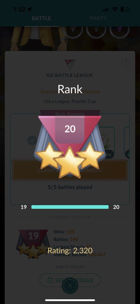 Got lazy this season, not even finished 200 battles lol but happy to see my starting ELO 😂

#PokemonGO #pvp #nyc