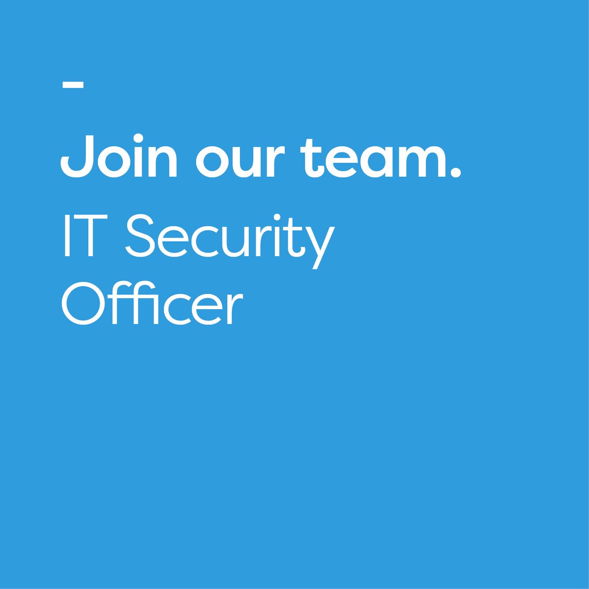 We're looking for an IT Security Officer to join our team.

You'll use a broad range of your IT skills to help manage network and security related infrastructure, and respond to security events making sure we take action in a timely manner.

Apply now: bit.ly/3JhfVpr