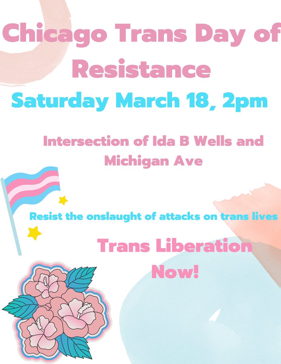 While we wait for the mifepristone decision, we’re not waiting to #resist Christian fascists! Join national #Trans Day of Resistance this Saturday March 18, Chicago 2pm,
Ida B Wells & Michigan. And stay prepared to act if fascist judges try to take away #medicationabortion