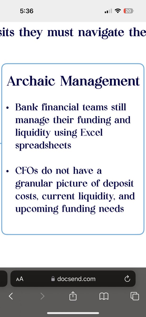 A snapshot of our deck we pitched last year. 

Thank you to the ones who understood this was a problem &amp; backed us. We were convicted the time was right.

We were designed to prevent &amp; fix the problem the majority of us are personally feeling right now. 
via deposit &amp; loan access