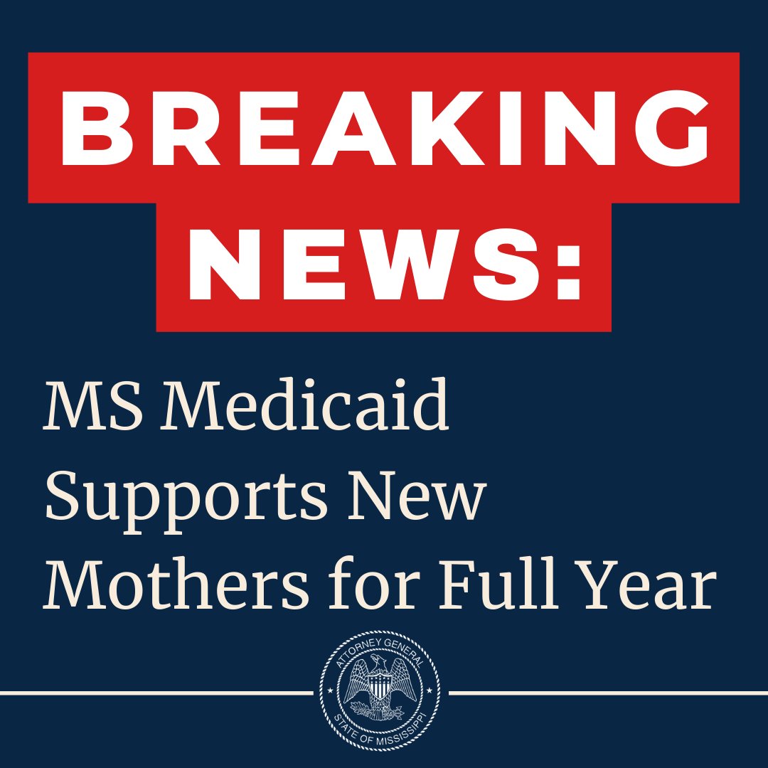LynnFitchAG's tweet photo. I am grateful that MS has joined the majority of states in supporting women in their transition to motherhood by extending Medicaid for 12 months postpartum. Beyond the obvious health impacts, it will help them to build strong families, and strong families make for a strong MS. https://t.co/5mlWsXUdn2