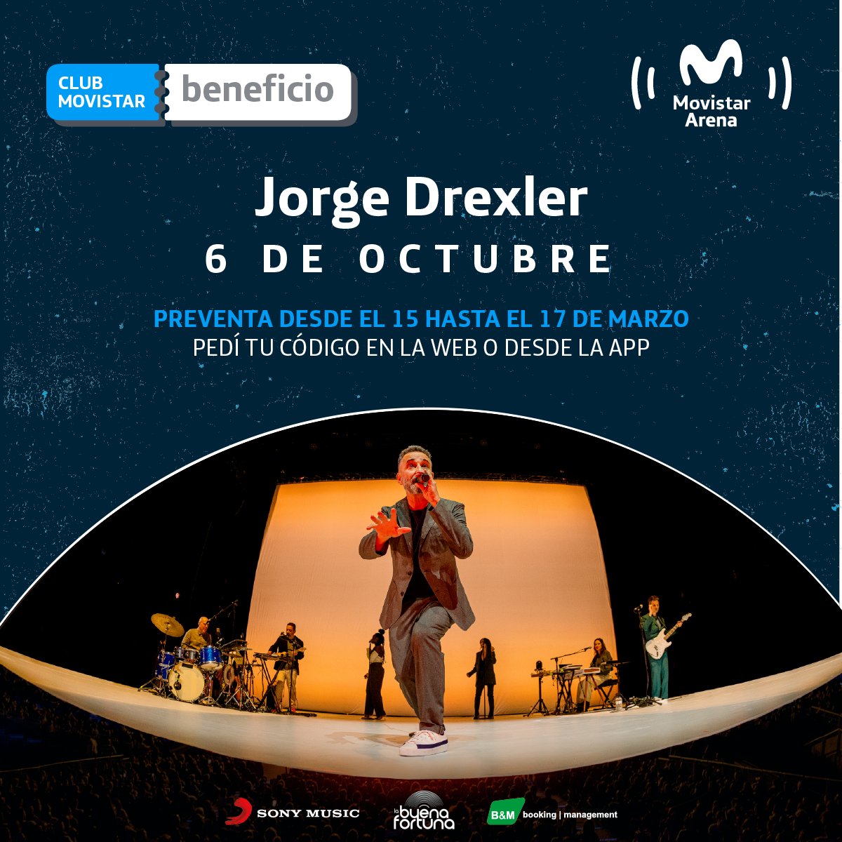 Movistar Argentina (@movistararg) on Twitter photo 🎵Cada uno da lo que recibe, ¡y esta vez nos toca recibirlo a él! 🔥🗓️Jorge Drexle rte espera este 6 de octubre en el Movistar Arena y con Club Movistar ya podés aprovechar la preventa exclusiva hasta el 17/3. Pedí tu código en mov.is/jorgedrexler o desde la App Mi Movistar. 🎵Cada uno da lo que recibe, ¡y esta vez nos toca recibirlo a él! 🔥🗓️Jorge Drexle rte espera este 6 de octubre en el Movistar Arena y con Club Movistar ya podés aprovechar la preventa exclusiva hasta el 17/3. Pedí tu código en mov.is/jorgedrexler o desde la App Mi Movistar.