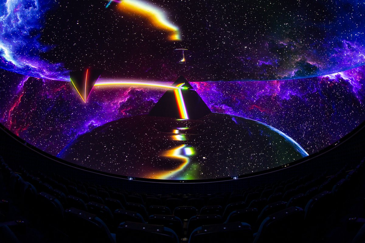 NSCcreative's tweet photo. We’ve been busy putting the final touches to Pink Floyd’s official The Dark Side Of The Moon planetarium show. A brand new Fulldome immersive experience in celebration of the 50th anniversary of the album’s release. Now available for licensing 📨 showsales@nsccreative.com https://t.co/boME4BCllx