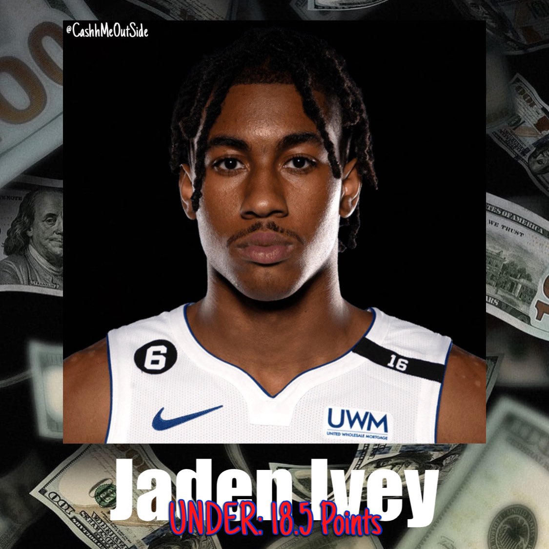 CashhMe0utSide's tweet photo. •J. Ivey: U18.5 Points
-Under in 4/L5 overall.
-Under in 4/L5 home.
-Under in 1/1 vs Denver. (7)
-Expected to be playing on a minutes limit tonight, simply won’t get enough usage to go over this line.

#GamblingTwitter #PrizePicksNBA https://t.co/dyoCvXP6GE
