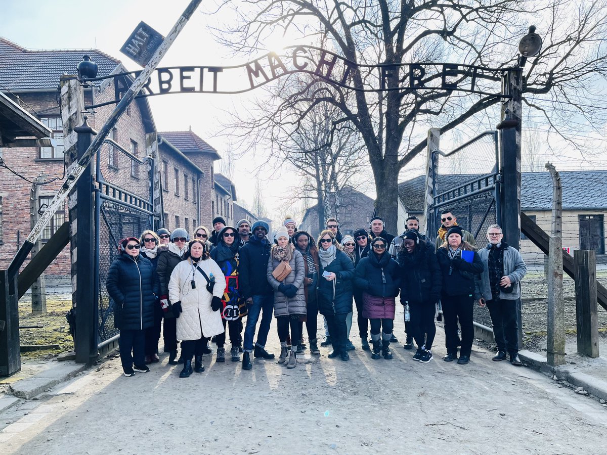 CanadianFSWC's tweet photo. Our group of Ontario education professionals continue the Compassion to Action journey this week, with a visit to the Oskar Schindler Factory yesterday &amp; a sobering tour through @AuschwitzMuseum today, during which they learned about the horrors that took place at the Nazi camp. https://t.co/Bb0gIslQbB