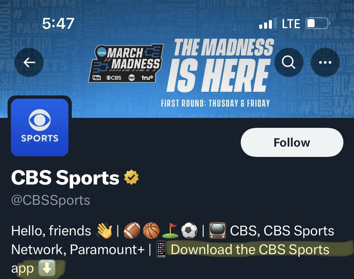 BaccTalk's tweet photo. @CBSSports for what F****** reason would anyone download this? It doesn’t work! #CBSSucks #marchmaddness #BracketChallenge #bracket https://t.co/BKDI083vz2