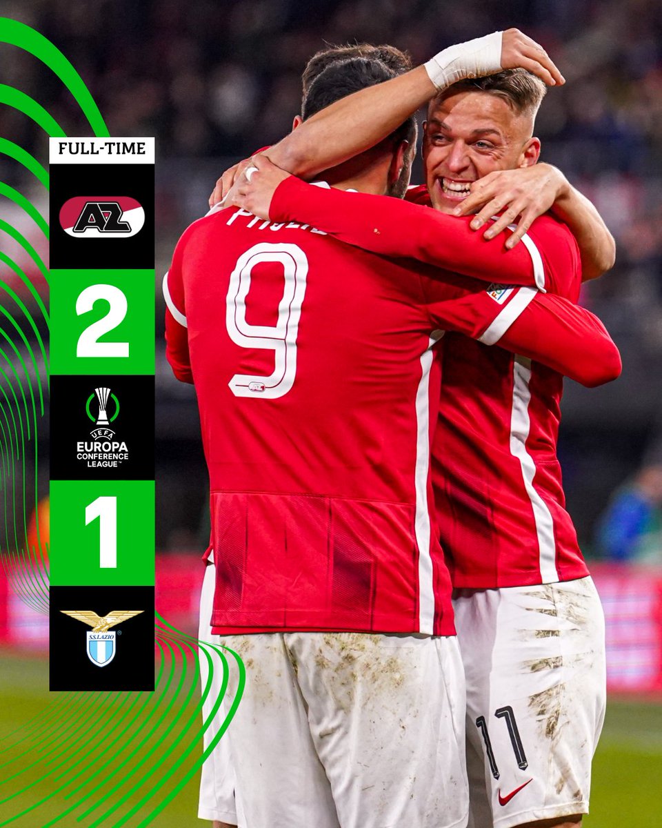 🙌 𝗙𝘂𝗹𝗹-𝗧𝗶𝗺𝗲 | AZ - S.S. Lazio 

⚽️ 21. Felipe Anderson 0-1
⚽️ 28. Karlsson 1-1
⚽️ 62. Pavlidis 2-1

#AZ #azlaz 2-1 | (Agg. 4-2)