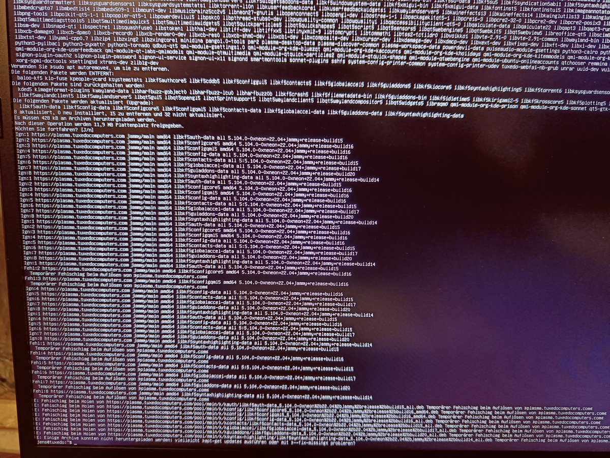 jkitconsult's tweet photo. @TUXEDOComputers das letzte Update von Tuxedo OS auf Notebook von Euch hat das System geschrottet. Kein Login möglich. Brauche Hilfe. https://t.co/htFNd2Cdhi
