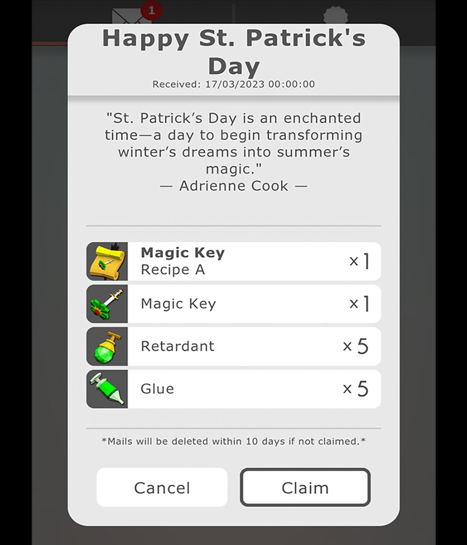 EnnFace's tweet photo. Happy St. Patrick's Day. Log in to claim these items (available until the end of March).#happystpatrickday #happy #gift
#gamedev #indiegame #indiegamedev 
#indiedev #gaming #puzzlegame https://t.co/UDknyQJrj8