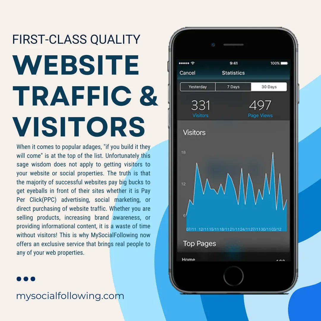 Our Website Traffic &amp; Visitors now offers an exclusive service that brings real people to any of your web properties. 

Learn more: mysocialfollowing.com 

#websitetraffic #websitevisitors #organicreach #website