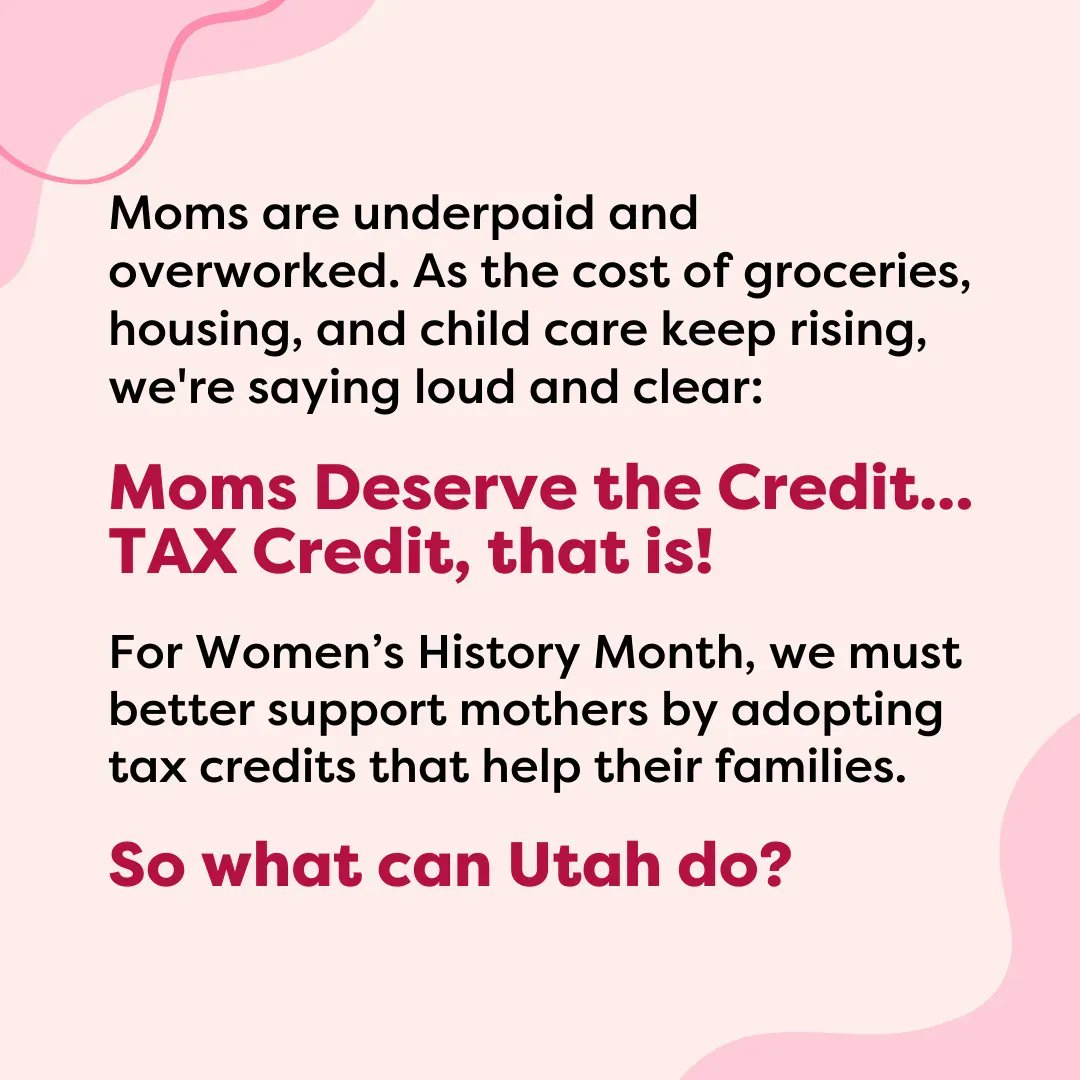 utchildren's tweet photo. Moms Deserve the Credit! 

Contact your representative and celebrate Women's History Month by making life better for working women all over the country. 

#utahchildren #utahmoms #womenshistorymonth https://t.co/NzCzgBFoKE