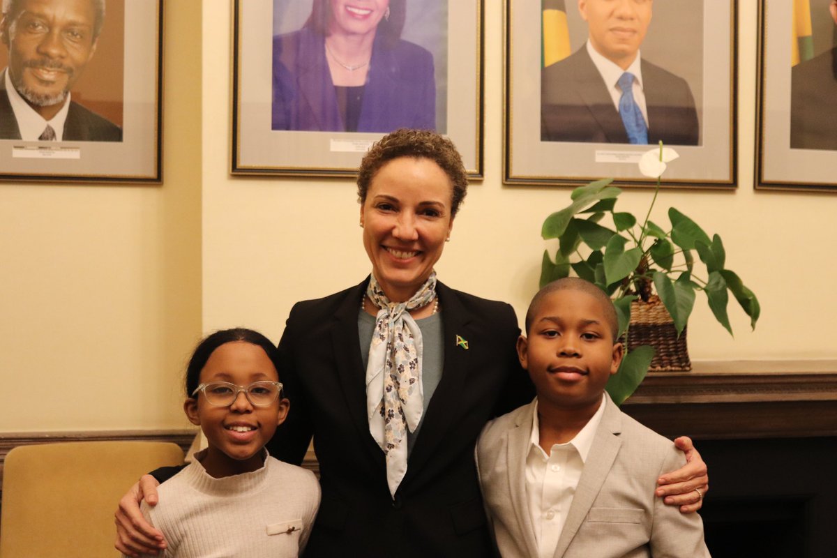 nathanielpeat's tweet photo. Lovely seeing and meeting with Senator Hon Minister @kaminajsmith @mfaftja at the Jamaican High Commission. Was nice for the children to meet her also. https://t.co/tGskxS9X5Q