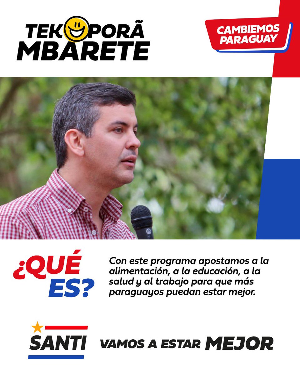 SantiPenap's tweet photo. Con Tekoporã Mbarete más paraguayos van a estar mejor. 💪🏻🇵🇾 https://t.co/Cd2NV2c07a