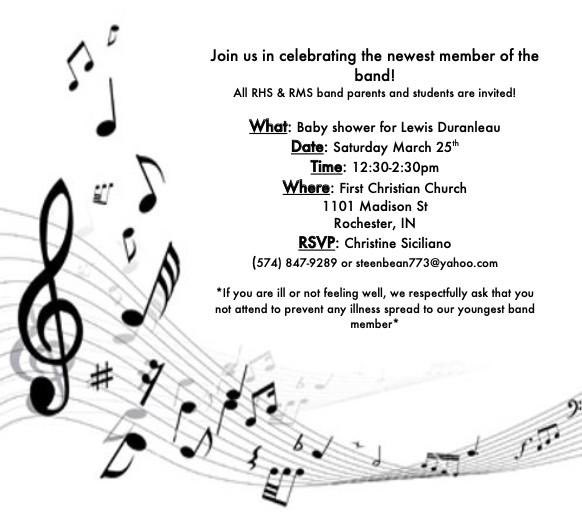 Some fantastic band parents have planned a celebration of our newest band member! Check it out!