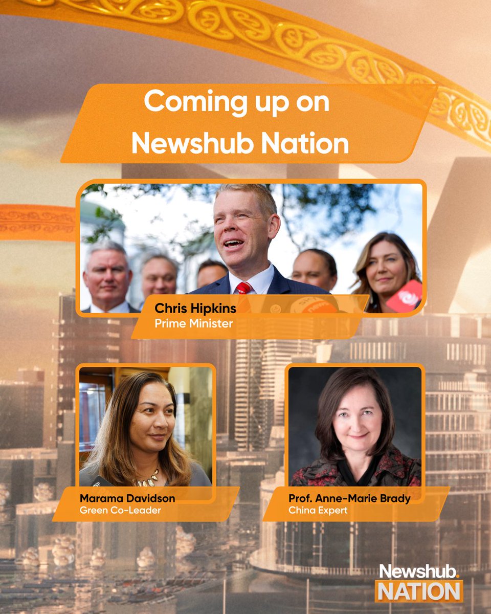 On the show at 9:30
Prime Minister <a href="/chrishipkins/">Chris Hipkins</a> after a big week
<a href="/MaramaDavidson/">🏳️‍⚧️Marama Davidson MP</a> responds to Labour's policy bonfire
China expert Anne-Marie Brady on NZ's position globally
<a href="/SimonCourtACT/">Simon Court</a> shares his backstory
<a href="/GarethHughesNZ/">Gareth Hughes</a>, Dr Lara Greaves and Brigitte Morten sit on our panel