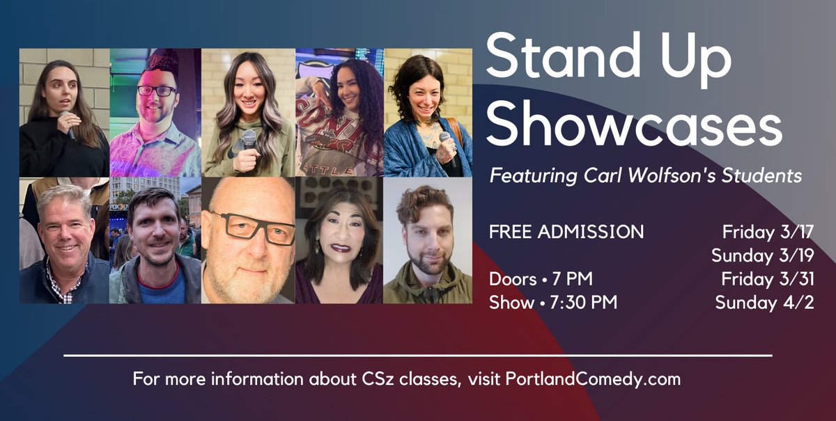 Check out the upcoming Stand Up Student Showcases, hosted by @CarlWolfson 

Free admission and streamed online: tinyurl.com/standupshowcase