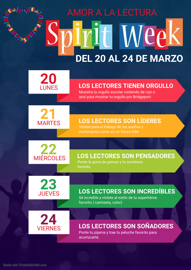 Bridgeport_ES's tweet photo. Bridgeport Spirit Week Starts March 20/Semana de orgullo escolar de Bridgeport comienza el 20 de marzo❤️ 🐾💙🐾(via https://t.co/genDFcmMll) https://t.co/Vgja3m6aTY https://t.co/mJnPiqBL2b