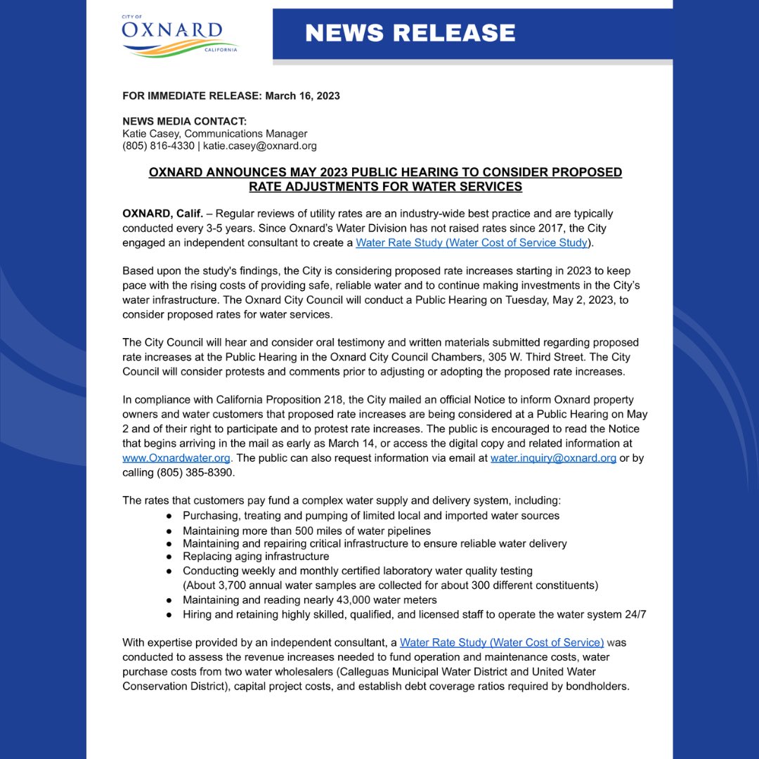 City of Oxnard on Twitter "NEWS RELEASE Oxnard Announces May 2023