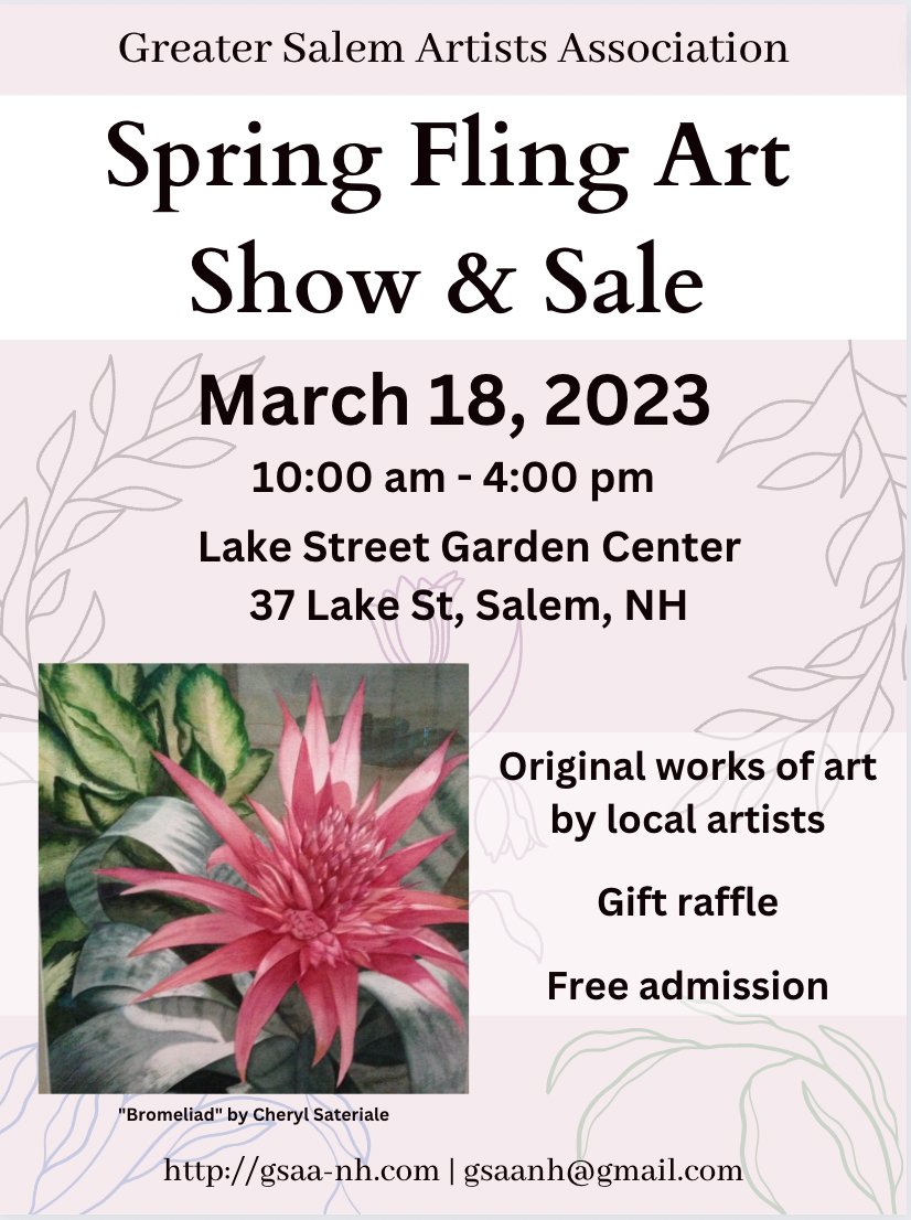 Tina_S_Gagnon's tweet photo. Need to feel Spring?

Stop by this Saturday at Lake Street Garden Center and see my fellow artists and I in amongst the beautiful flowers in the nice warm greenhouse.

https://t.co/4pdFrsu2Yg

#salemNH   #coloredpencil    #artshow https://t.co/zRO0aa20FT