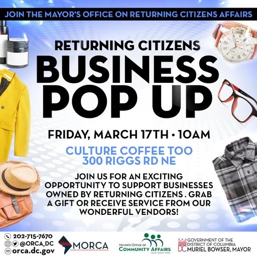 Come out and support returning citizens who have started their own businesses! @orca_dc

#Reentry #ReturningCitizens #SecondChances #CDD