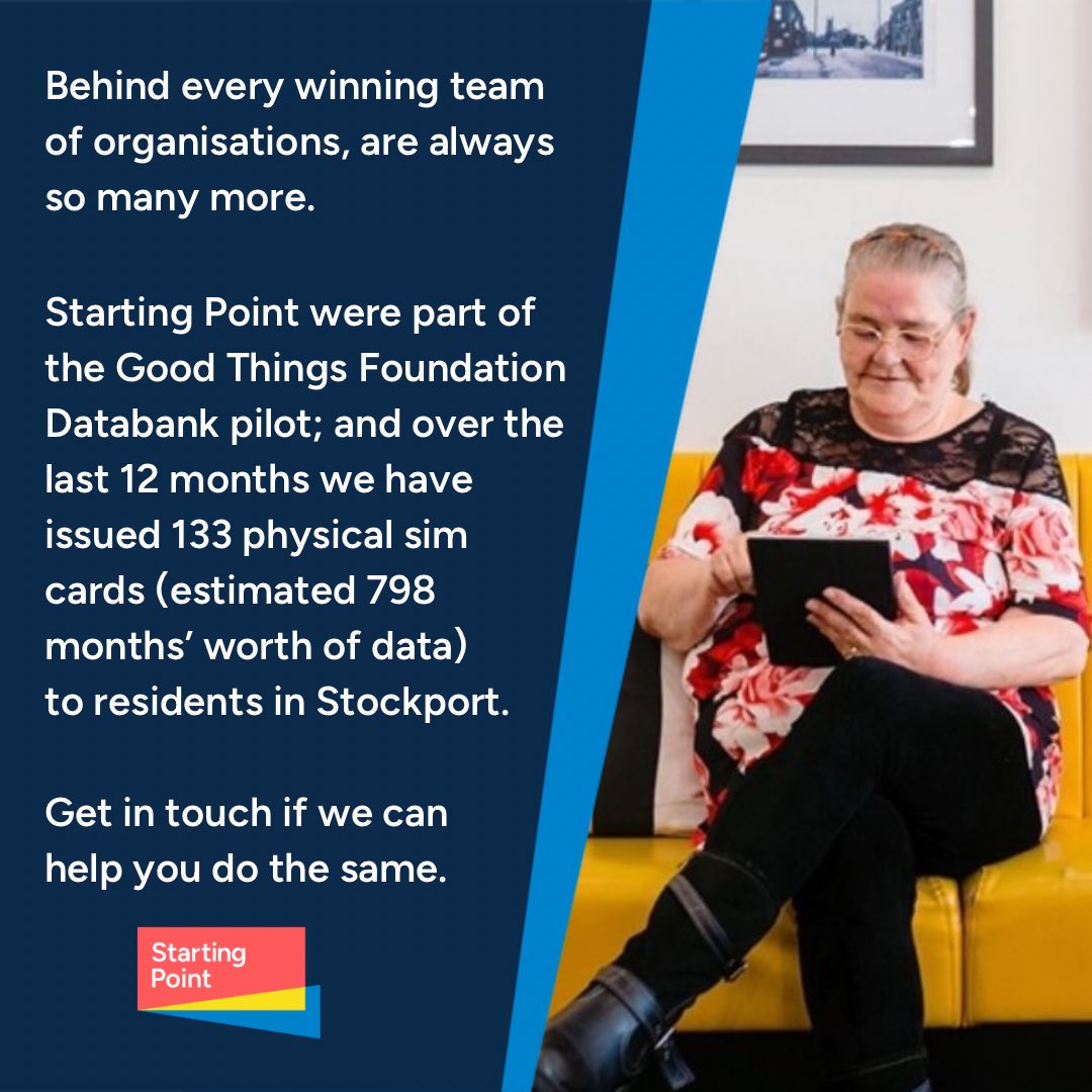 ndeanstockport's tweet image. Chuffed to be part of the finalists at #inetworkawards with the #digiknow network. When we talk about improved outcomes those 133 sim cards are supporting individuals in #Stockport to stay connected and thrive. Thanks to the @GoodThingsFdn #databank. Working together works.