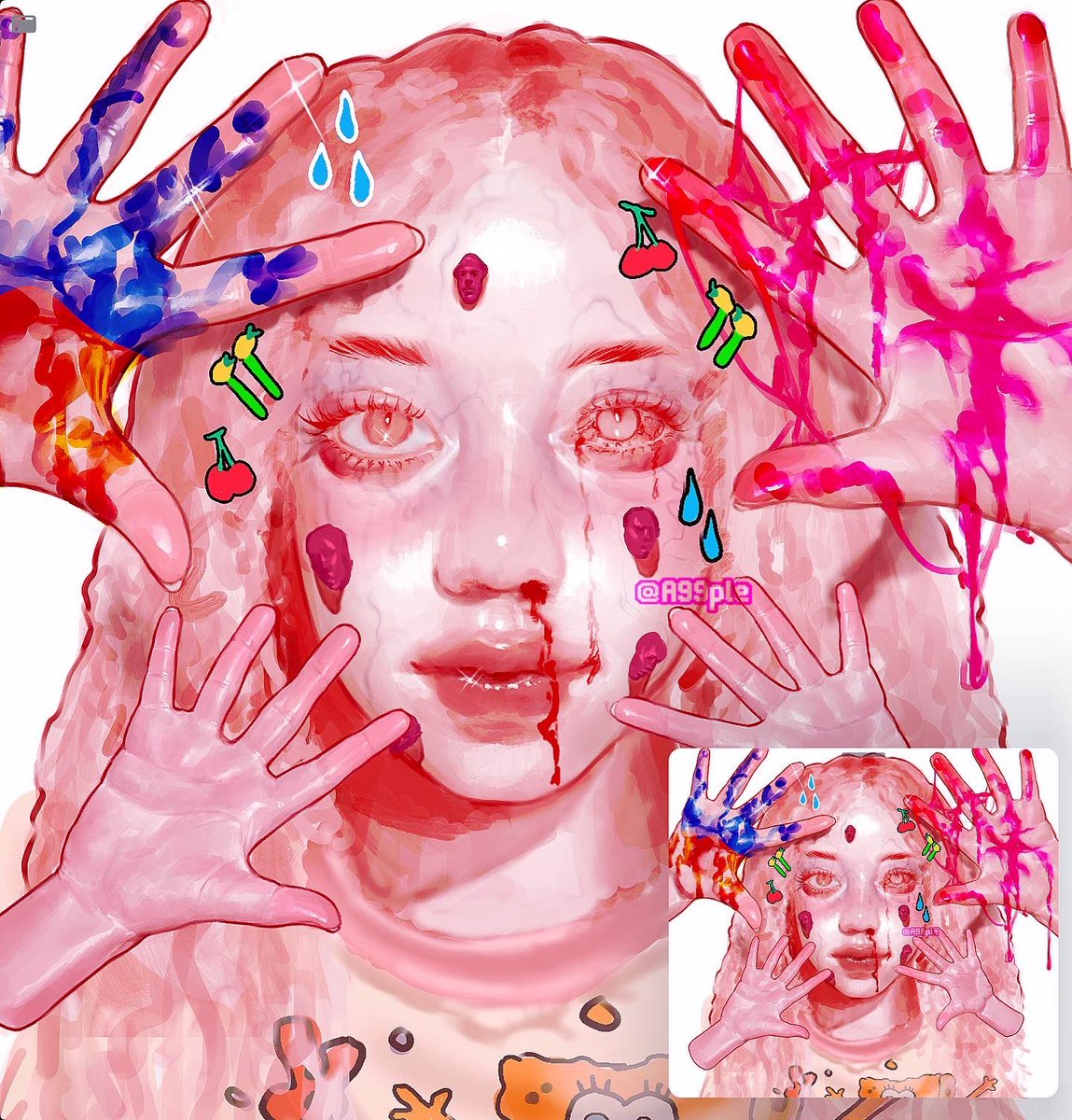 a99ple's tweet photo. Mixed and Messy! 💖💙🎨 https://t.co/BYV08BUCeG