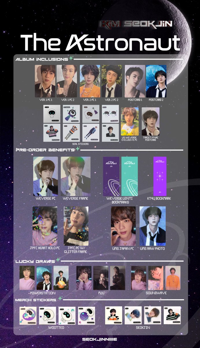 the astronaut wishlist template - updated with astronaut/wootteo merch stickers 🥰

jin bts seokjin photocard pob pc pcs template 방탄 김석진 우떠 포카 리스트 케타 위버스 럭드 양도
#TheAstronaut #Jin #진형을사랑하는사람들을위해 
HD link: drive.google.com/drive/u/3/fold……