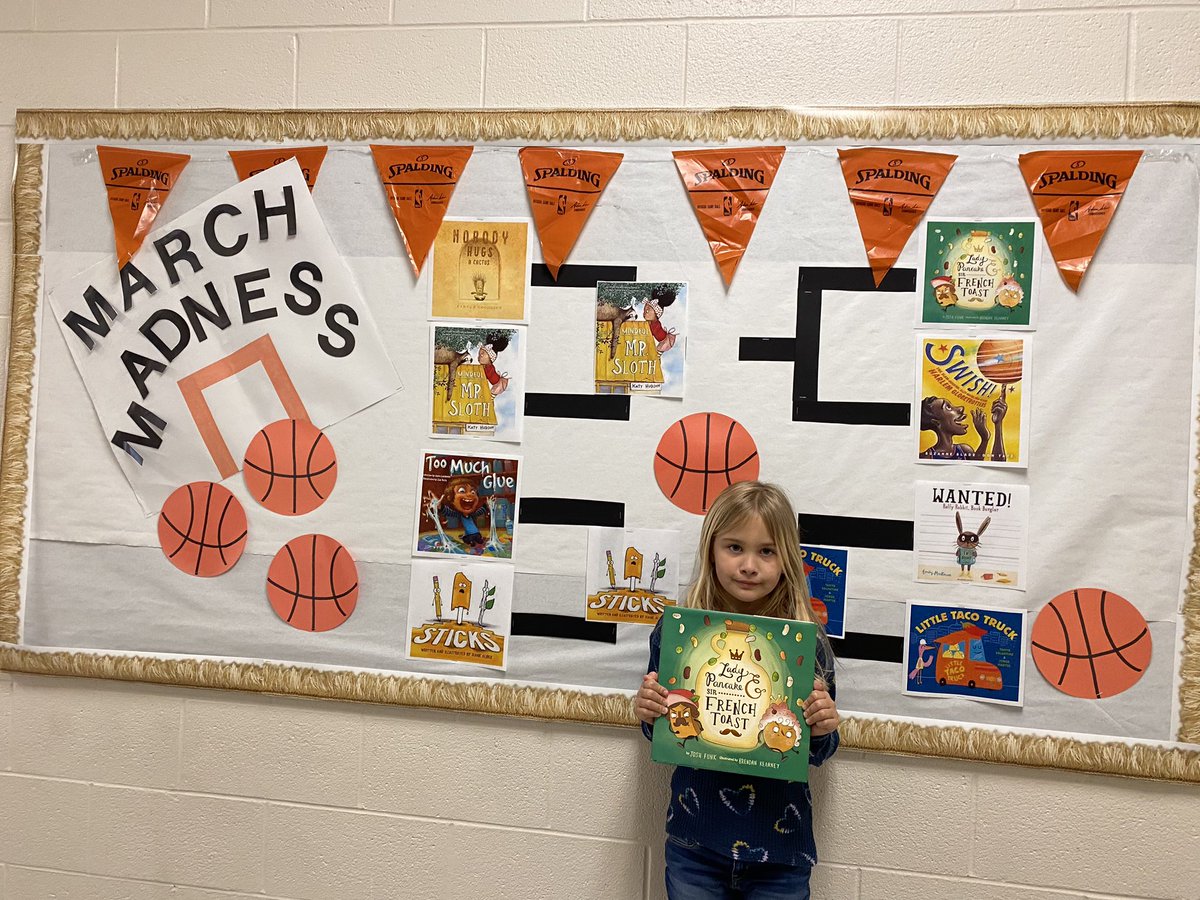 MsDuellsFlock's tweet photo. FINAL FOUR is out!! After reading our last #MarchMadness tournament book, Lady Pancake and Sir French Toast cinched the last spot through the message sharing is caring!! #TeamMCPS https://t.co/shQfz28wh2