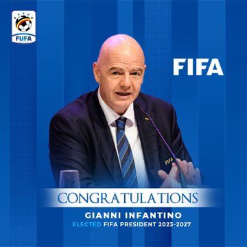 Congratulations Mr. #gianniInfantino. Elected @FIFAPresident  for the term 2023-2027.