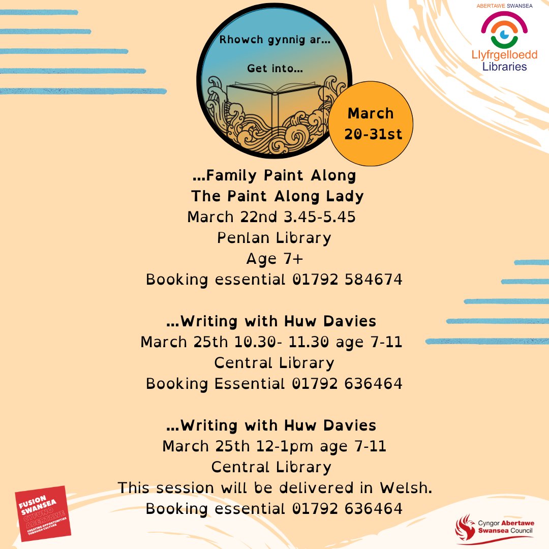 🤩Get into...With Swansea libraries🤩
<a href="/EnjoySwansea/">Enjoy Swansea Bay</a> <a href="/huw7777/">Huw Davies</a> <a href="/FireflyPress/">Firefly Press</a> 
#Abertawe#Libraries#GetintowithSwanseaLibraries#Libraryevents#Swaneaevents#EnjoySwansea