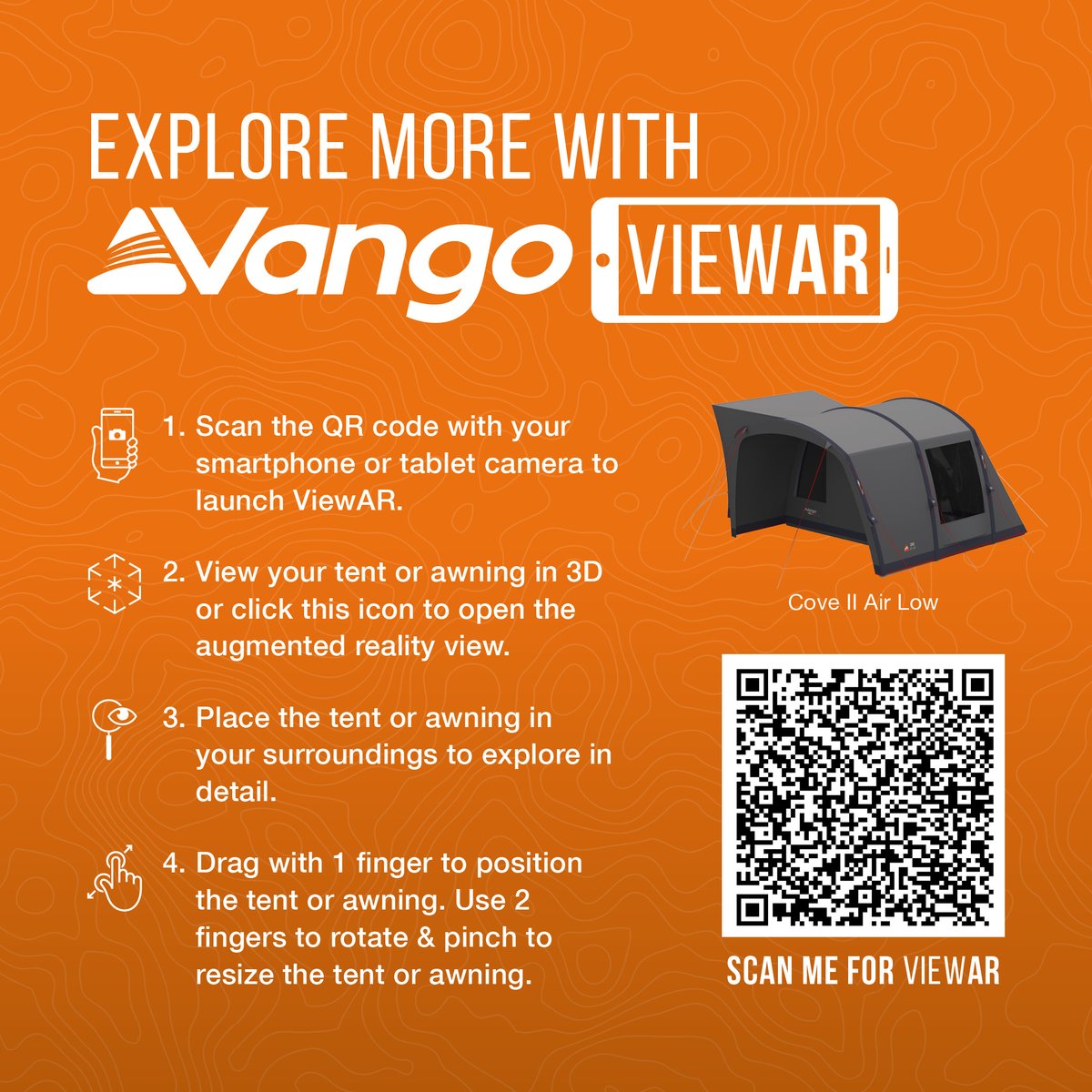 vango's tweet image. Want to know if an awning is right for your motorhome or campervan? Compare sizes, and explore our Cove II Air in immersive 3D from your mobile device with Vango ViewAR. 

Simply the scan the QR code to start exploring 🔥

#vango #spiritofadventure