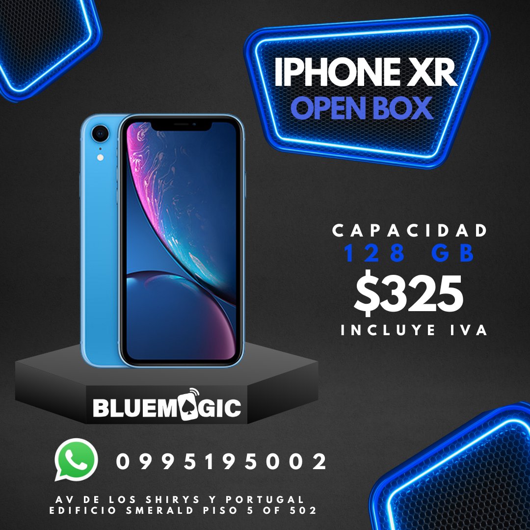 Bluemagicec's tweet photo. 📲Compra ya tu IPHONE XR OPEN BOX con la mejor tecnología y cámaras. 
👉𝙎𝙊𝙈𝙊𝙎 𝙄𝙈𝙋𝙊𝙍𝙏𝘼𝘿𝙊𝙍𝙀𝙎 𝘿𝙄𝙍𝙀𝘾𝙏𝙊𝙎.
💳Difiere tus compras a 12 meses. 🚚Envíos a domicilio a todo el país. 
📲Contactos: 0995195002 – 0963518422 – 0990437912-0998854322 https://t.co/bLc6l0YtJm