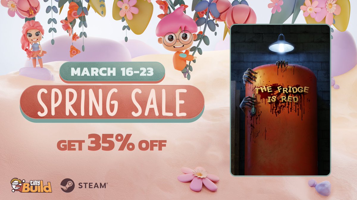 TheFridgeisRed's tweet photo. 🚨 Spring sale alert, humans! 🚨 
Get 35% off #TheFridgeisRed on Steam! 
🏚️ Don't leave a household without the red fridge! 👁️ 
🫀https://t.co/t7SyQwjLmW 🫀 https://t.co/2jBn2bAMoU