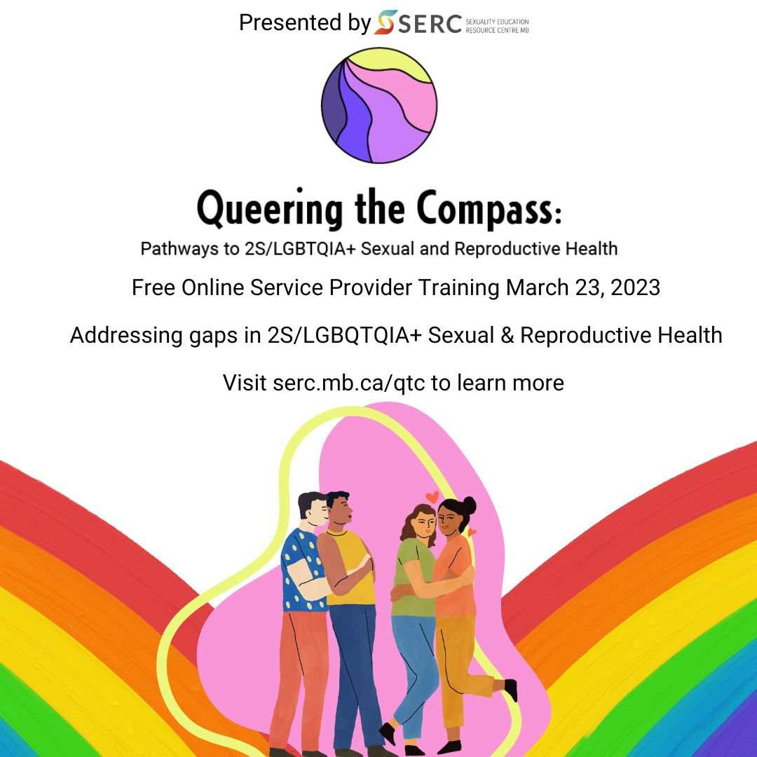 SERC_MB's tweet photo. Queering the Compass is happening this Thursday! 
This session is online and FREE. 

To register, see: https://t.co/i1lFRYZpn7

#SERC #SERCMB #QueeringTheCompass #QueerHealth #HealthCare #LGBTQ+ #2STLGBQ+ #FreeTraining #Manitoba #TrainingInstitute #SexEdForAll https://t.co/9qeviYRdiE