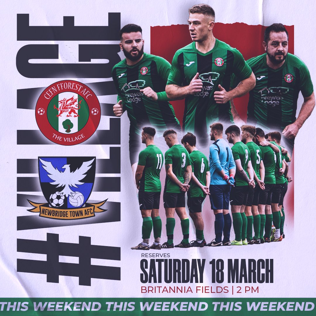 Two important games for both sides this weekend! Our first team host second place <a href="/PilcsFC/">P.I.L.C.S Football Club</a> and our reserves host table-toppers <a href="/Newbridge_afc/">Newbridge Town AFC</a> come down this weekend to show your support 💚 #village