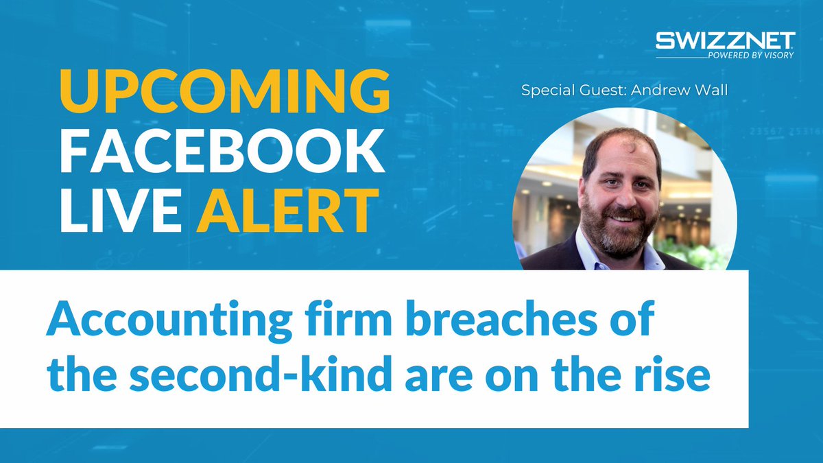 VisoryServices's tweet photo. Reminder: Sign up for our Facebook Live event March 29th, 1 pm CT. You will hear CPA Andrew Wall's personal encounter with a breach and the aftermath. https://t.co/UHL2gmvUZJ
#cybersecurity #ManagedIT #OutsourcedIT #EDR #MFA https://t.co/KddRcIZGC7