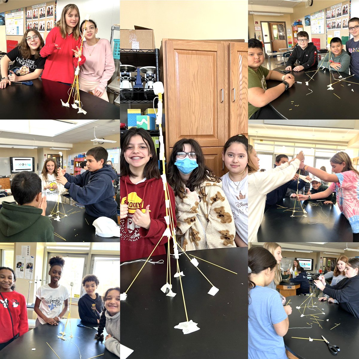 Science6WMS's tweet photo. Throw Back Thursday: 
Marshmallow Challenge: a design exercise to highlight our creativity, design skills, prototyping, engineering and teamwork! 
@brewsterschools @WMS_Principal @MsManguso https://t.co/03KKl7weBE