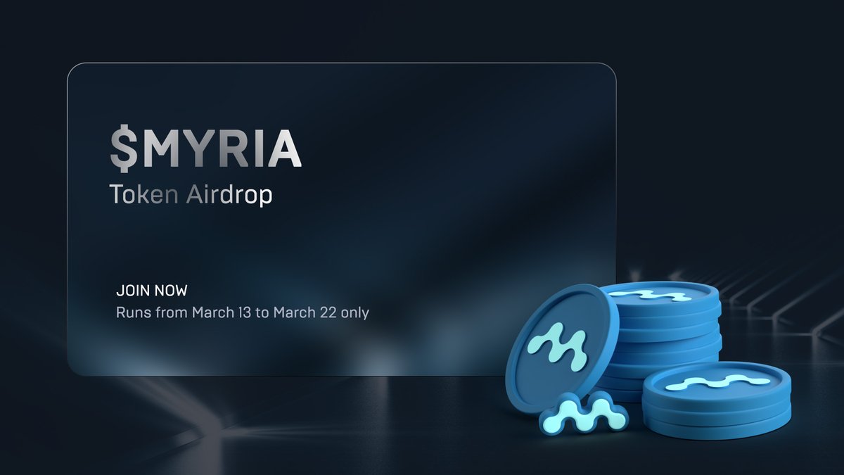 $MYRIA is almost here! 😱

The $MYRIA token launch is just around the corner and you can get it early with the MYRIA token airdrop.

✅Learn all about it &amp; find out the next steps here:

myria.com/token