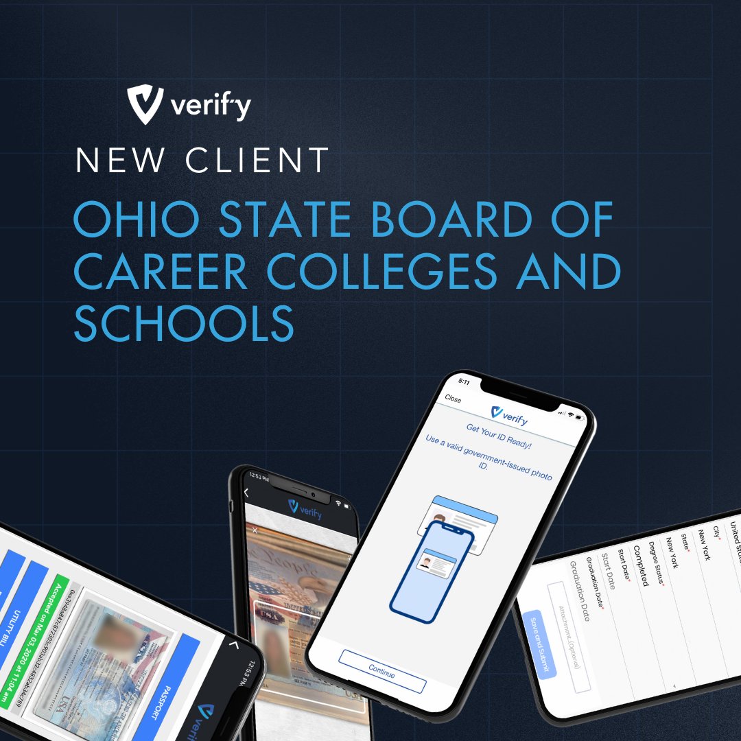 YVerif's tweet image. We are thrilled to announce our newest client, the Ohio State Board of Career Colleges and Schools. Our team is dedicated to reducing the effort required to obtain #transcripts for those impacted by school closures, and we can&apos;t wait to make a difference in the lives of #students