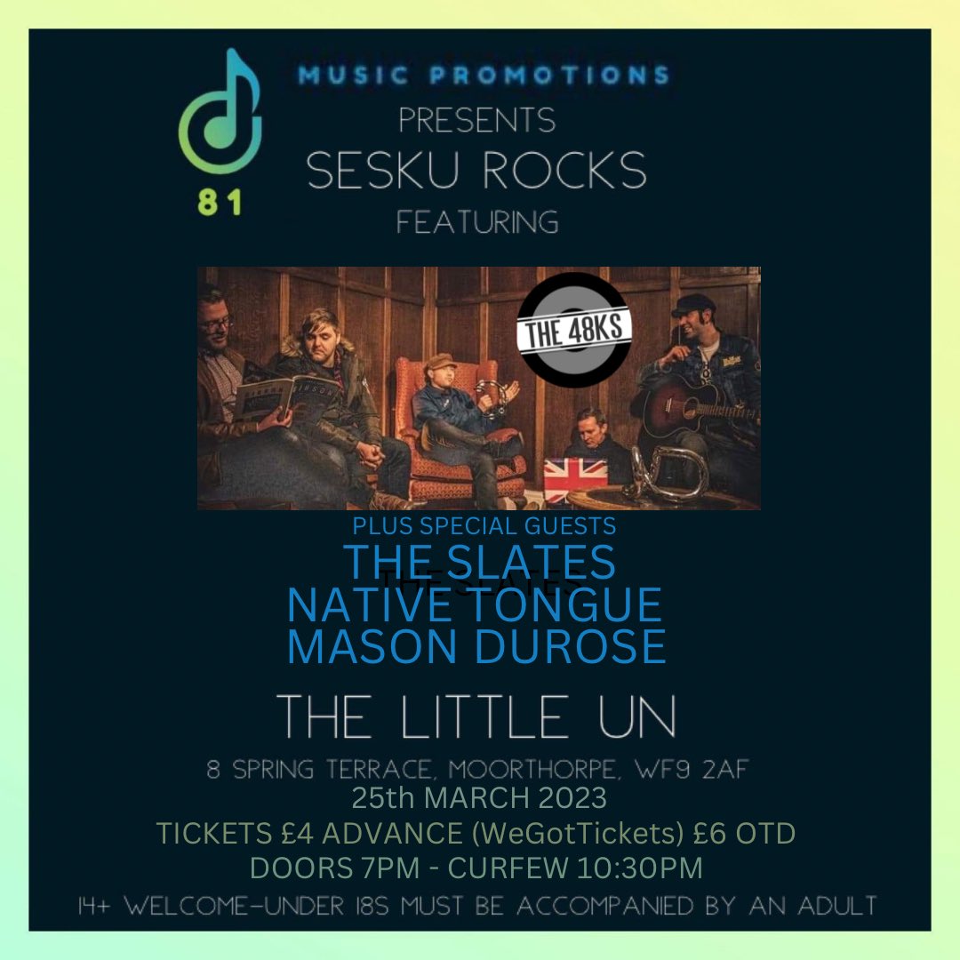 The Superlatives (@thesuperlatives) on Twitter photo Just over a week to go till the 1st SESKU Rocks at <a href="/TheLittleUnWF9/">The Little Un</a> get your tickets 👇🏻
wegottickets.com/event/571567/ Just over a week to go till the 1st SESKU Rocks at <a href="/TheLittleUnWF9/">The Little Un</a> get your tickets 👇🏻
wegottickets.com/event/571567/