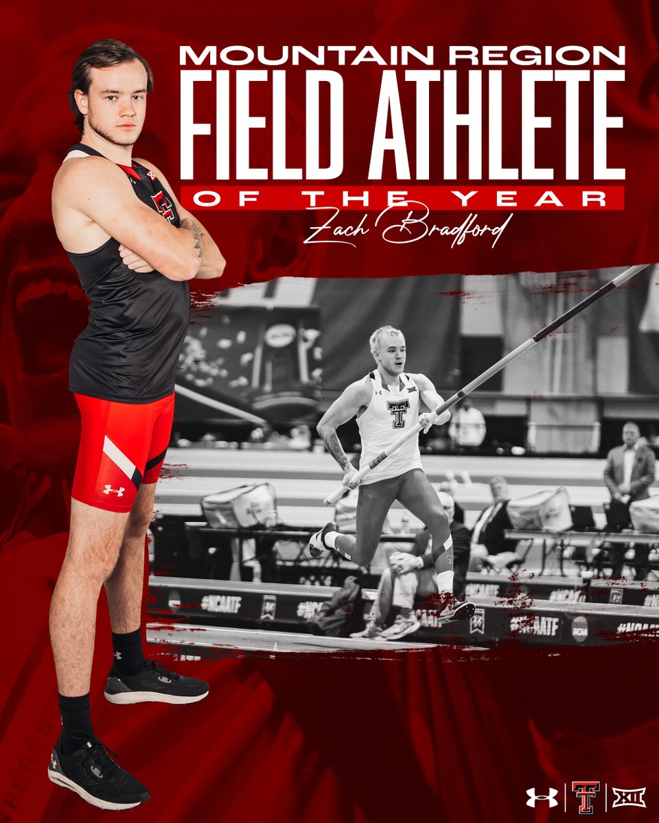 TexasTechTF's tweet photo. He raised the bar to new heights, figuratively/literally, the @USTFCCCA Mountain Region Field Athlete of the Year, Zach Bradford 📈

#WreckEm | @Bradford_pv https://t.co/AN0bEUz9fx