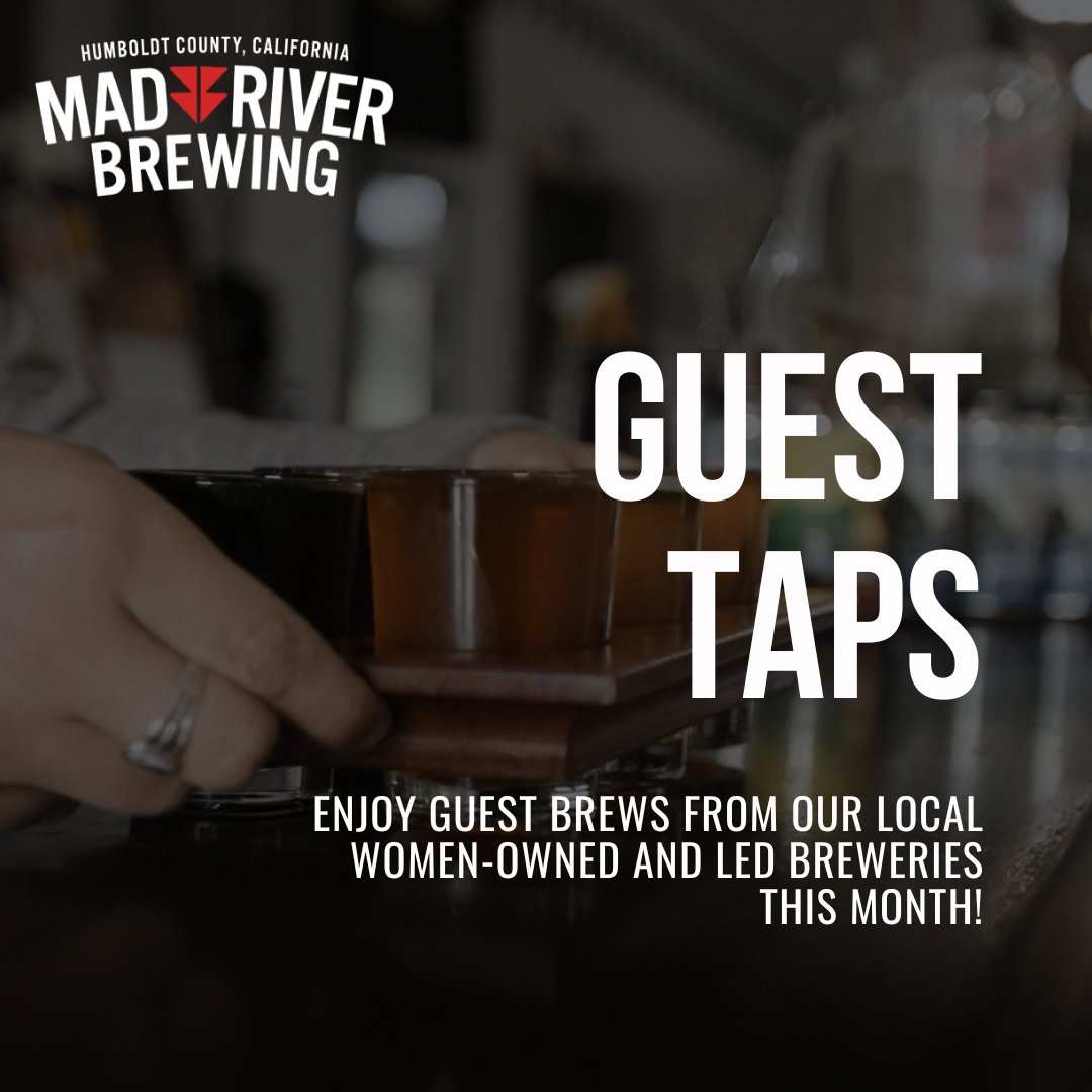 madriverbrew's tweet photo. Raise a glass to women in craft beer! We are featuring our fellow local women-owned/led craft breweries at our tap room in Blue Lake! Featuring Macadamia Nut Porter from @SixRiversBrew , Chasing Rainbows Hazy IPA from Gyppo Ale Mill, and Downtown Brown from @lostcoastbrewer . https://t.co/oKKNAroF4W