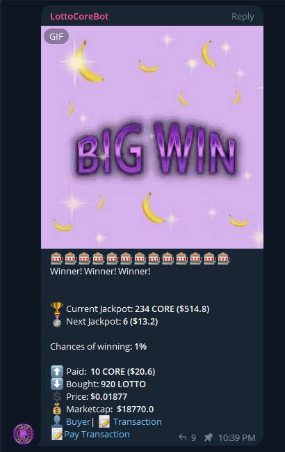 The first winner hit the JACKPOT!!!! 🤯🤯🤯 Who's next??

#LOCO #LOTTOCORE #CORE #CoreDAO <a href="/Coredao_Org/">Core DAO 🔶</a>