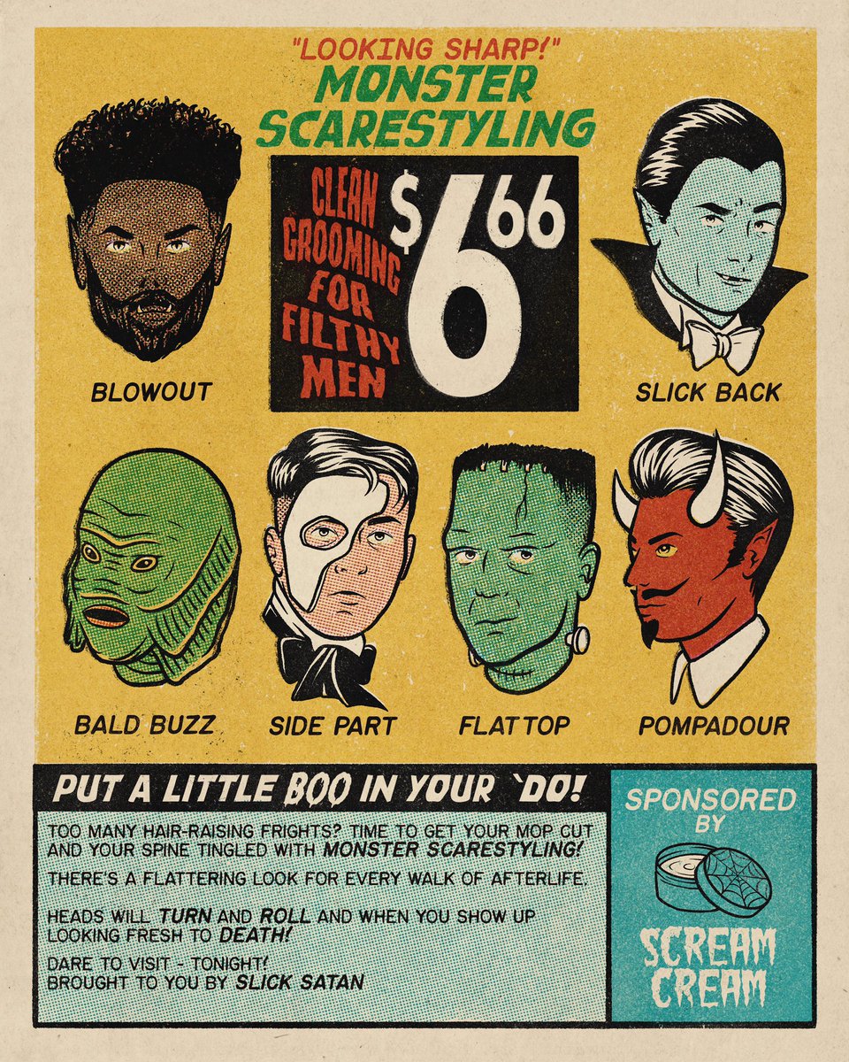 put a little BOO in your ‘do! ✂️ #barbering #menscuts #vintageart #slicksatan