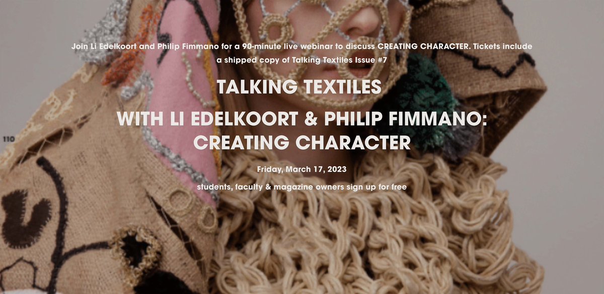 orgeers's tweet photo. Let’s join to #LiEdelkoort and #PhilipFimmano for a live webinar: CREATING CHARACTER. The discussion on textile #trends, innovations and how the creative community is working on the memory of #textiles alive with #waste, and shreds.#NYTM #TalkingTextiles https://t.co/8I87DXYx18 https://t.co/DRTnfJUWJo