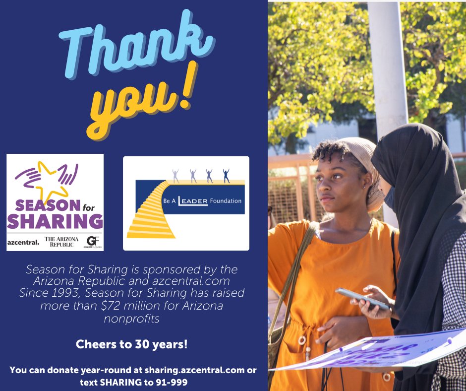 BeALeaderFound's tweet image. Thank you, azcentral.com and the Arizona Republic, for including us as one of the Arizona nonprofits for the Season For Sharing campaign. A third of the grants go to help students and teachers. Click the link to learn more bit.ly/3Ftu8yt  
 #SFS2022 #TYTHURS