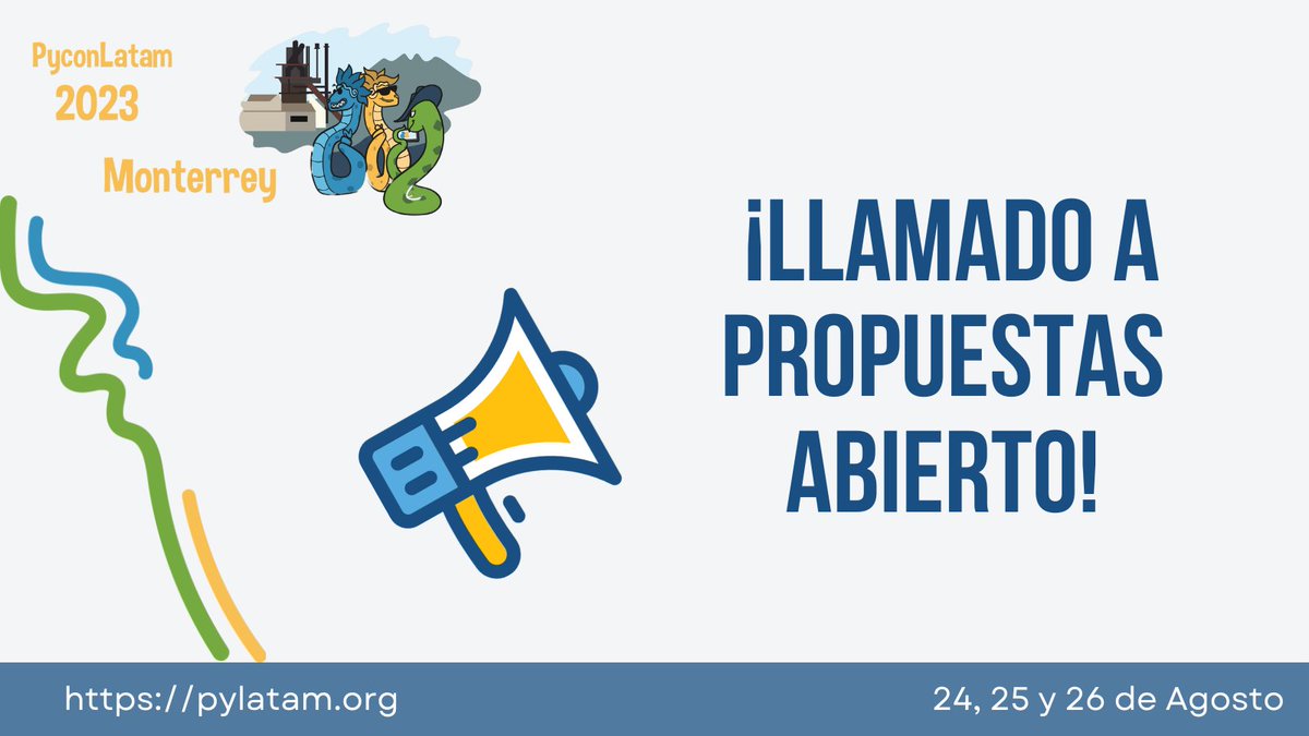 PyLatam's tweet image. 📢La convocatoria de envío de propuestas para #PyConLatam23 ya está abierta.🎉

No pierdas la oportunidad de ser ponente en La conferencia de las personas desarrolladoras de #Python de toda Latinoamérica? 

¡Envía tu propuesta! 👇
papercall.io/events/6129

#Python 🐍
#PyCon
#Latam