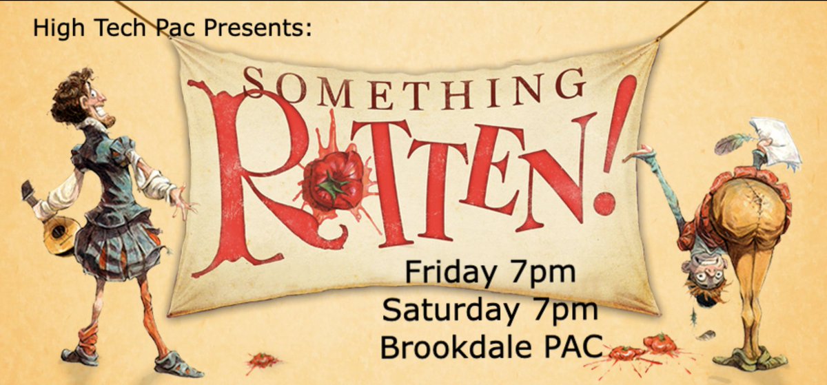 HighTechAB's tweet image. Join us at the #BrookdalePAC in Lincroft for High Tech&apos;s production of the Broadway hit &quot;Something Rotten&quot;

You&apos;ll see the future of theater, from the past. It&apos;ll make sense...
 
#hthsPAC